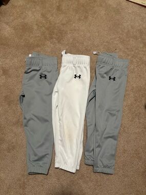 Under Armour baseball pants (3 pair) - Gray & White YXS